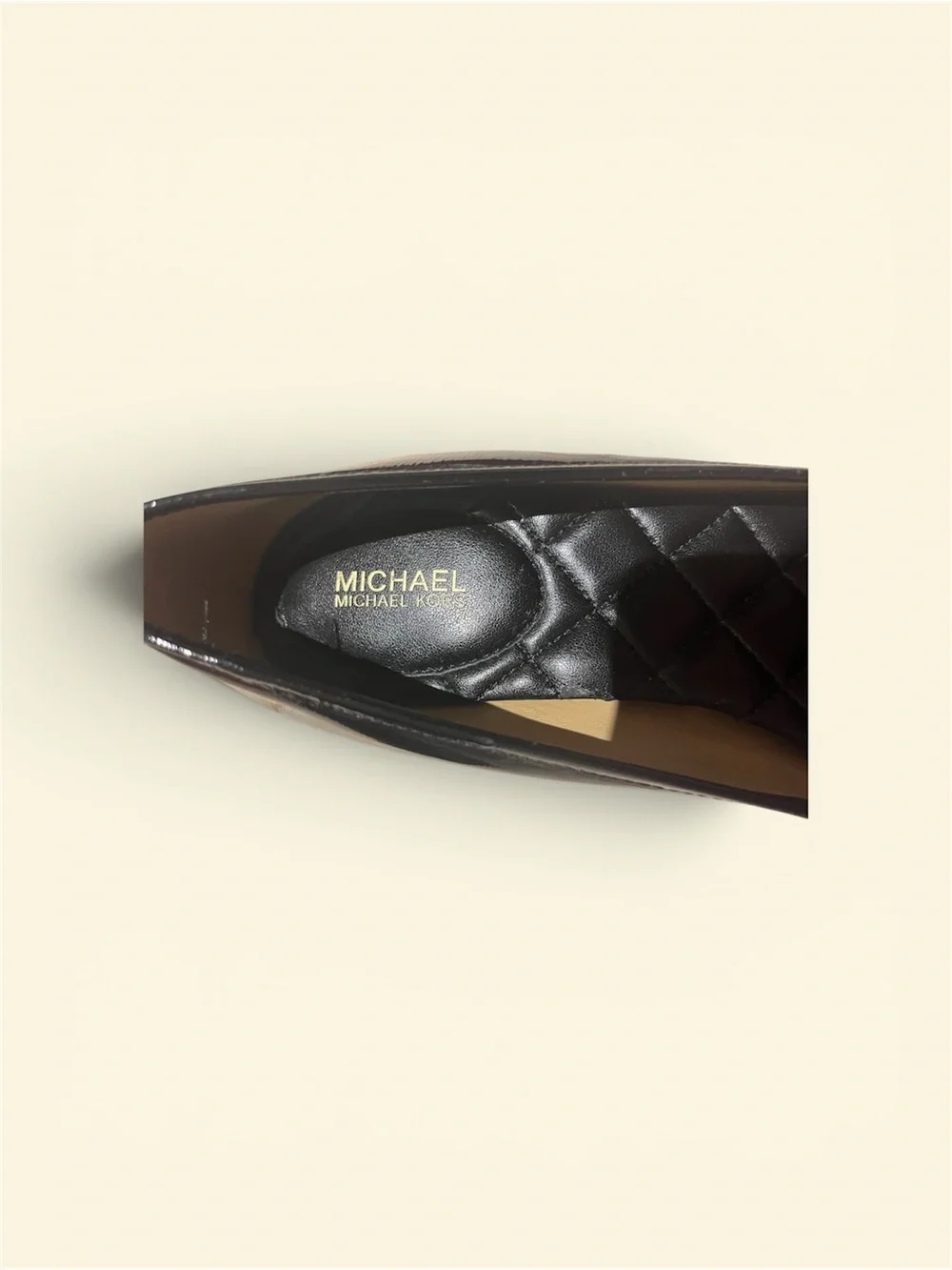 Michael Kors Black Leather Patent Low Heel Pumps with Gold Accent